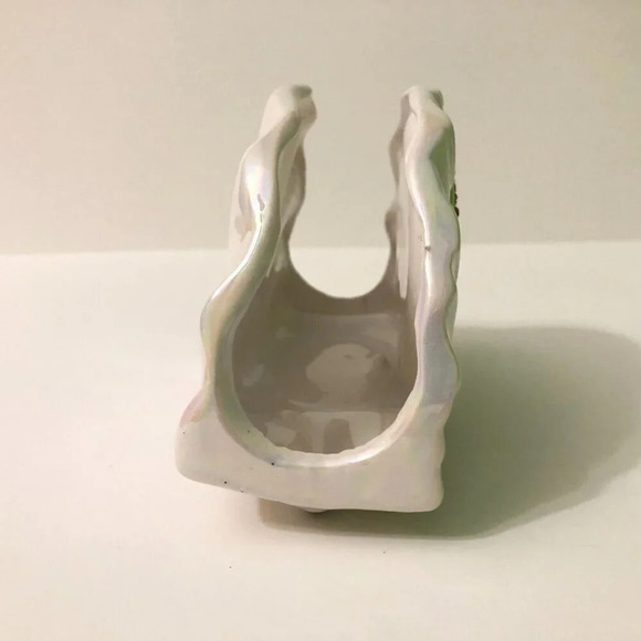 Vintage Capodimonte Fontaine Iridescent Ceramic  Napkin Holder Cameo Italy - Picture 7 of 16